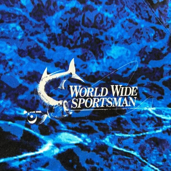 World Wide Sportsman Blue Crew Neck Long Sleeve Performance Fishing Shirt - Picture 2 of 8